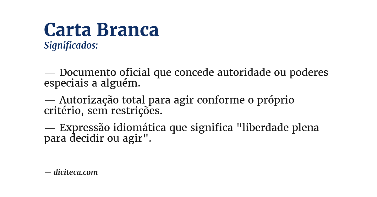 Significado de carta branca