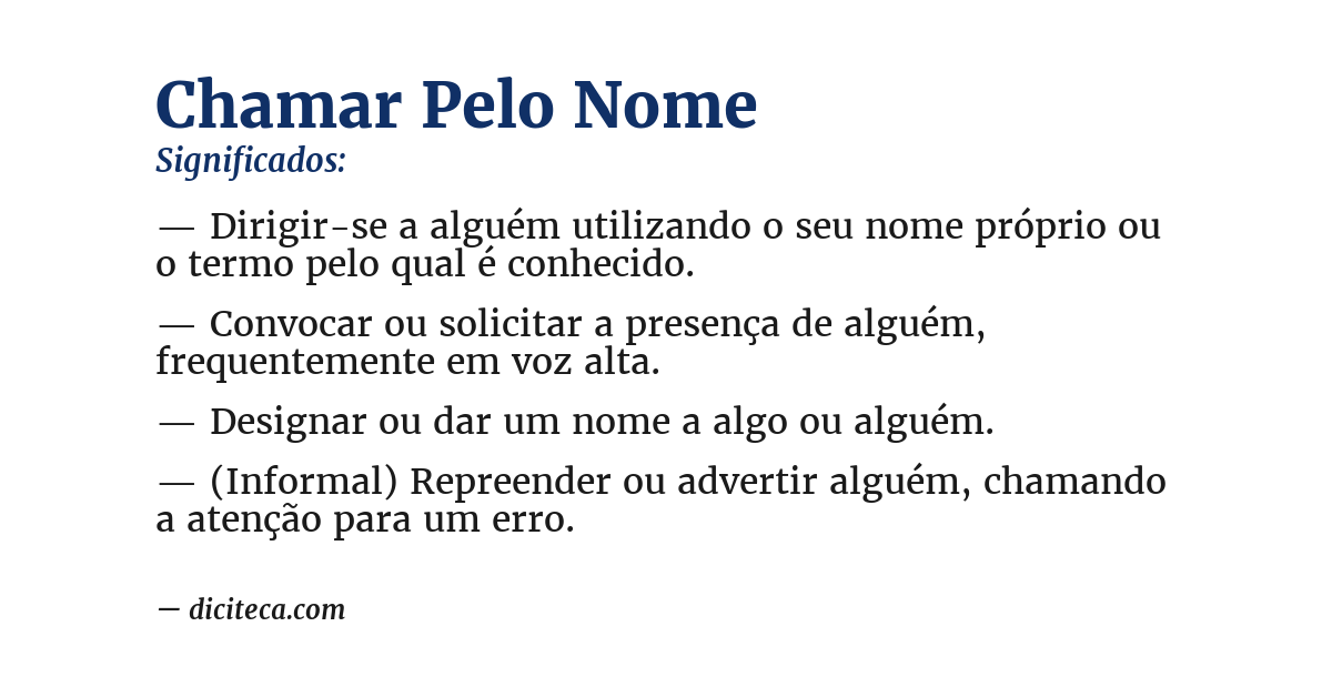 Significado de chamar pelo nome