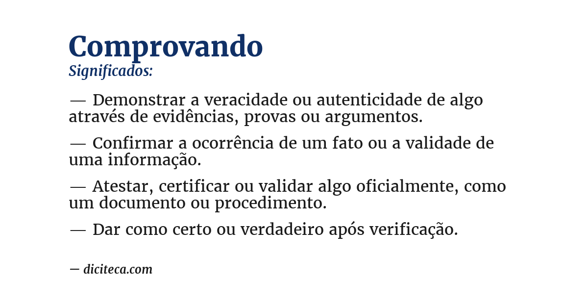 Significado de comprovando