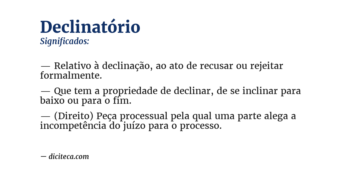 Significado de declinatório