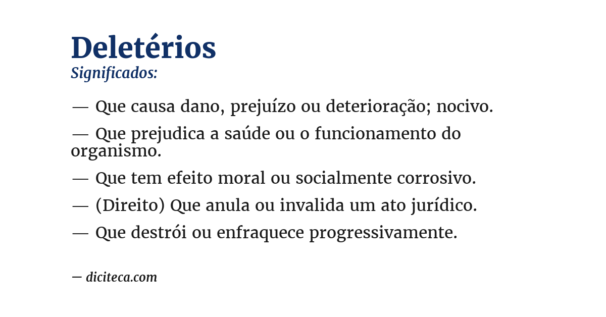 Significado de deletérios