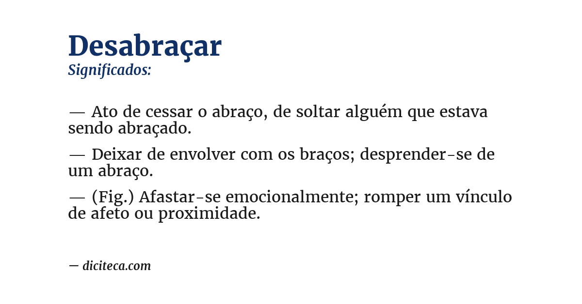 Significado de desabraçar