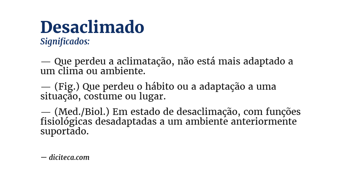 Significado de desaclimado