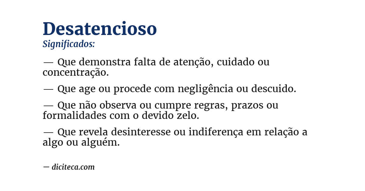 Significado de desatencioso