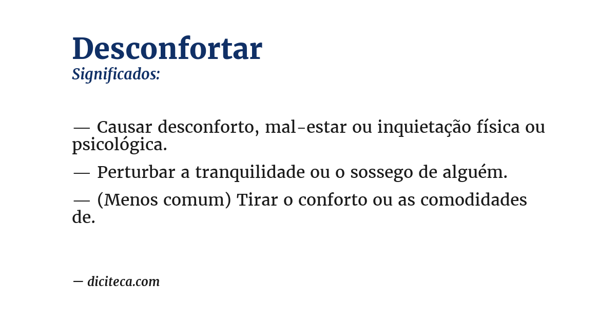 Significado de desconfortar