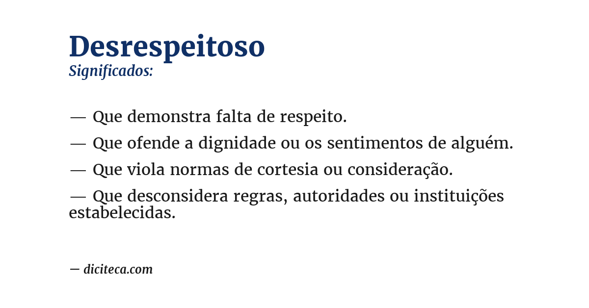 Significado de desrespeitoso