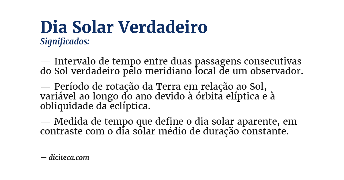 Significado de dia solar verdadeiro