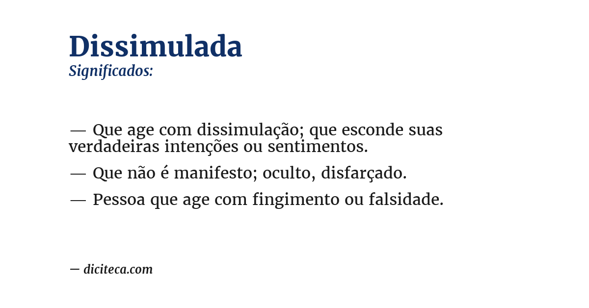 Significado de dissimulada