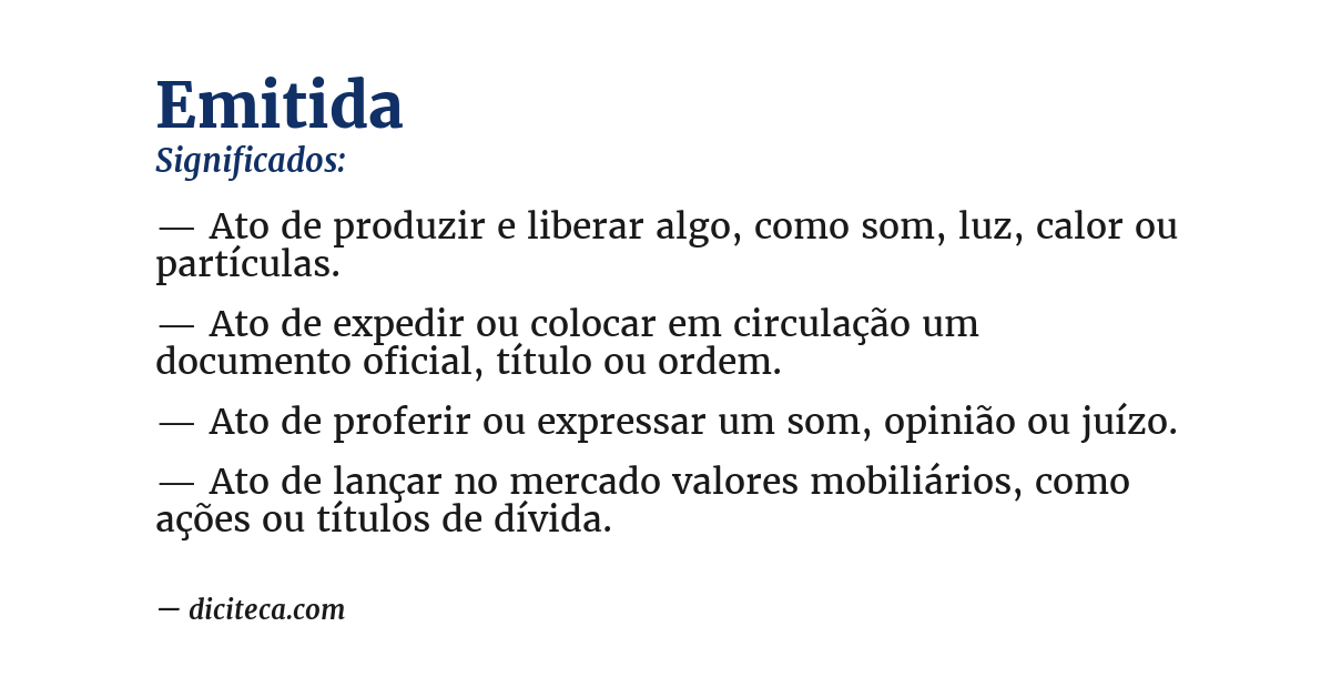 Significado de emitida