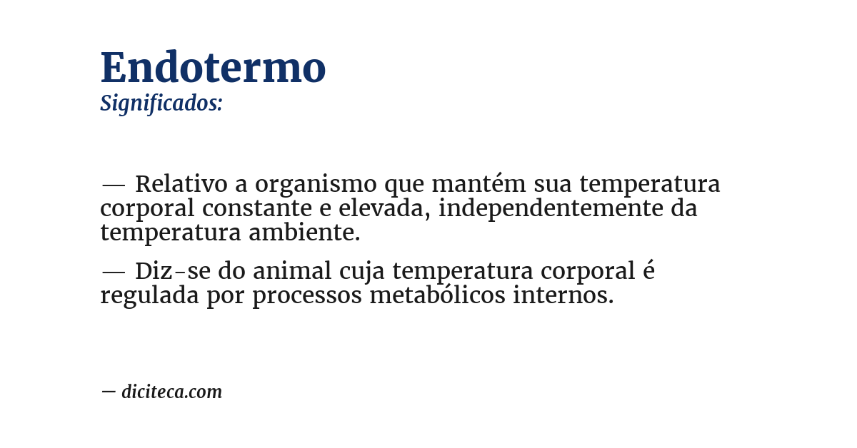 Significado de endotermo