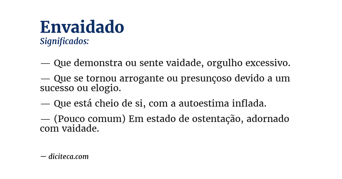 Significado de envaidado