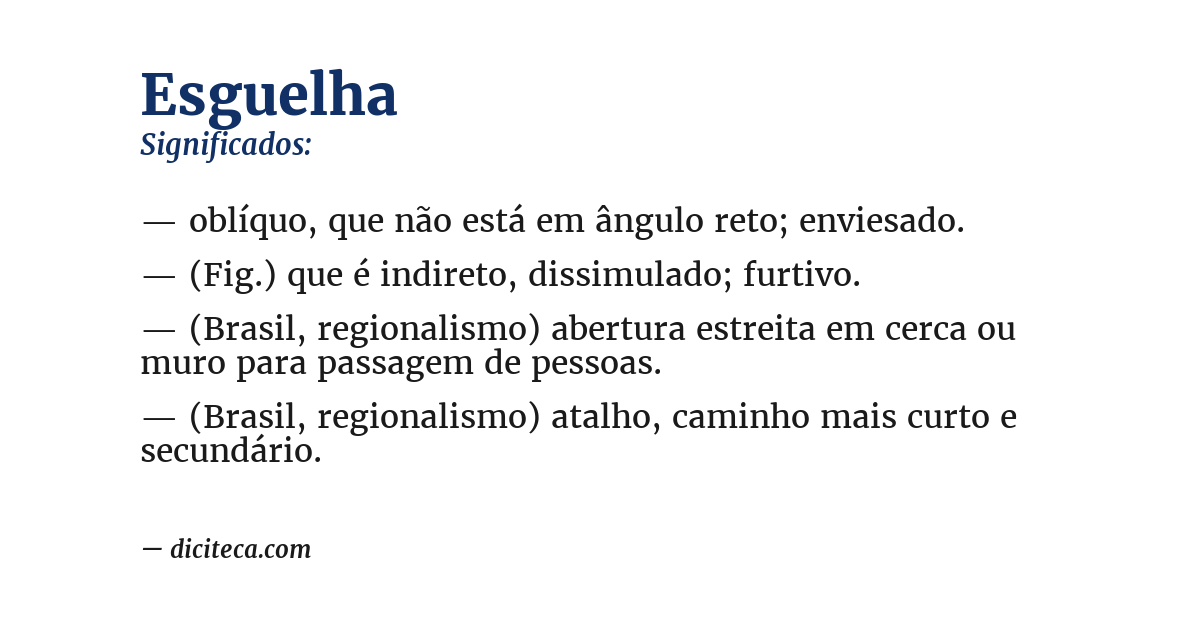 Significado de esguelha
