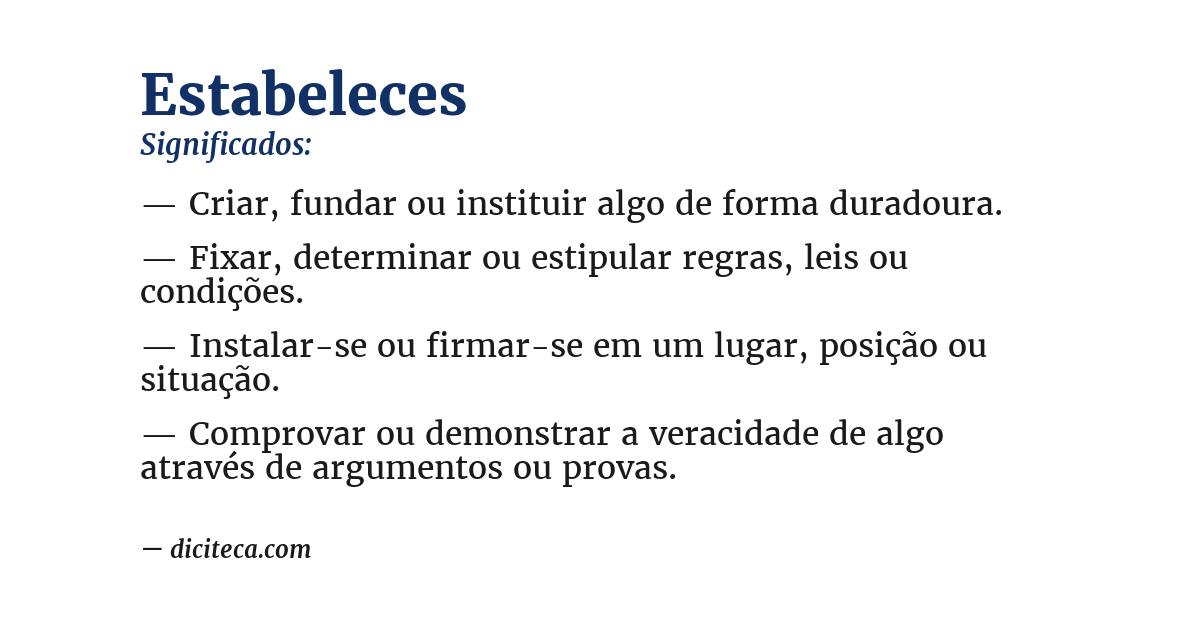 Significado de estabeleces