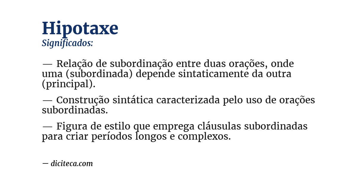 Significado de hipotaxe
