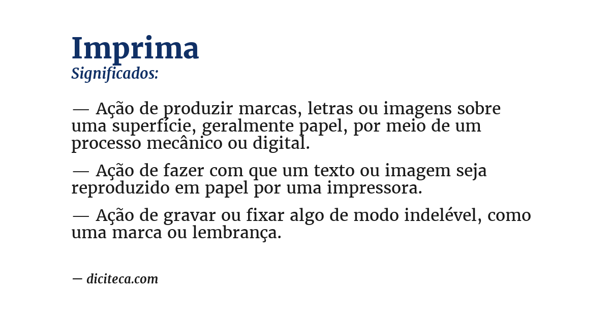 Significado de imprima