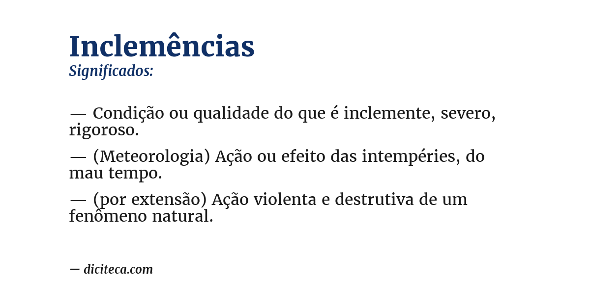 Significado de inclemências