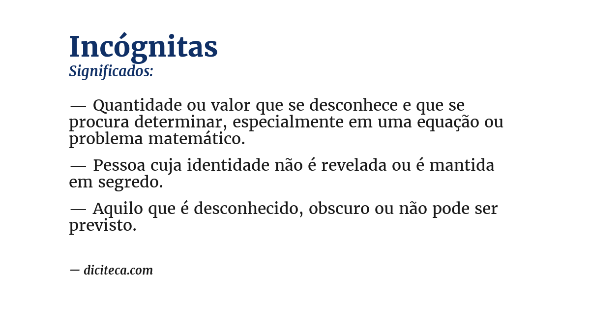 Significado de incógnitas