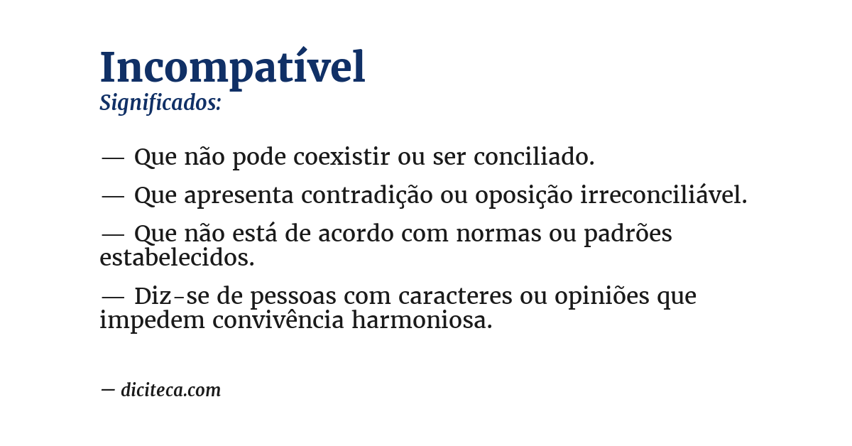 Significado de incompatível