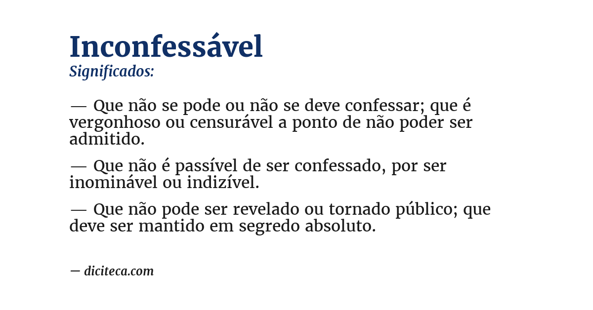 Significado de inconfessável