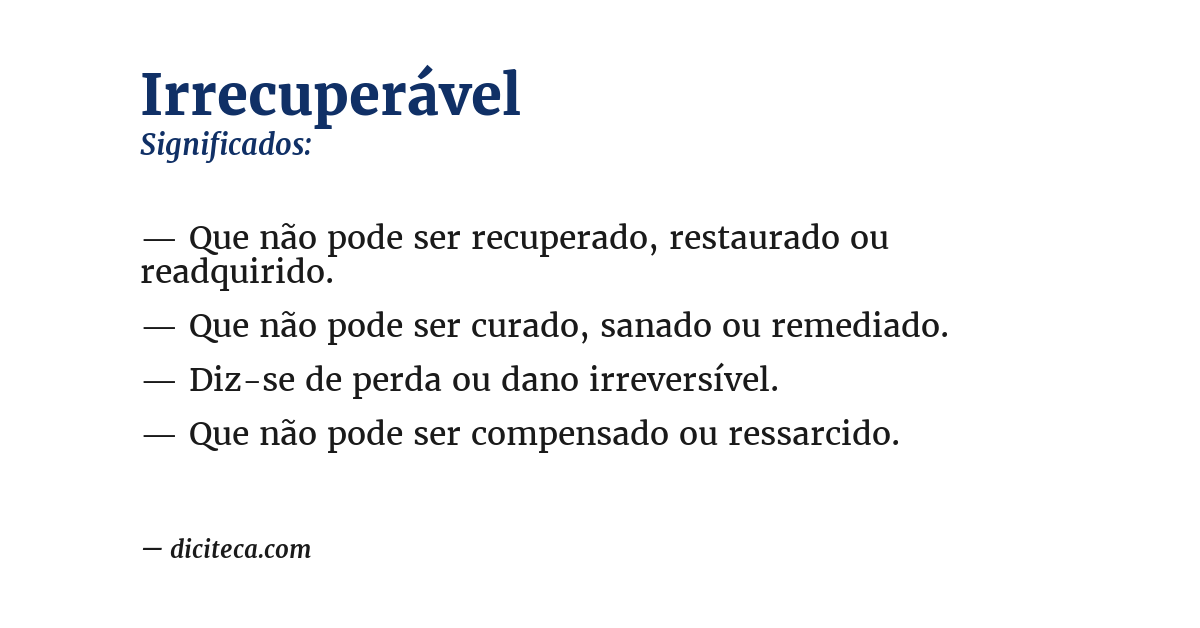 Significado de irrecuperável