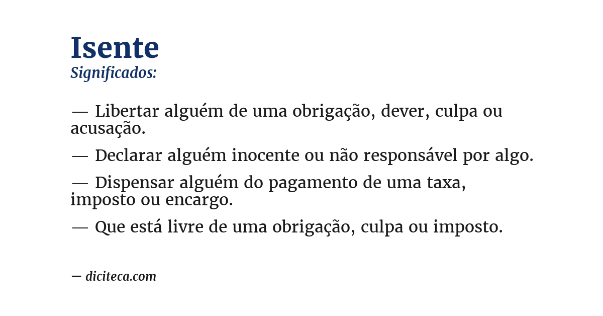 Significado de isente