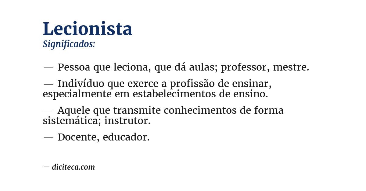 Significado de lecionista