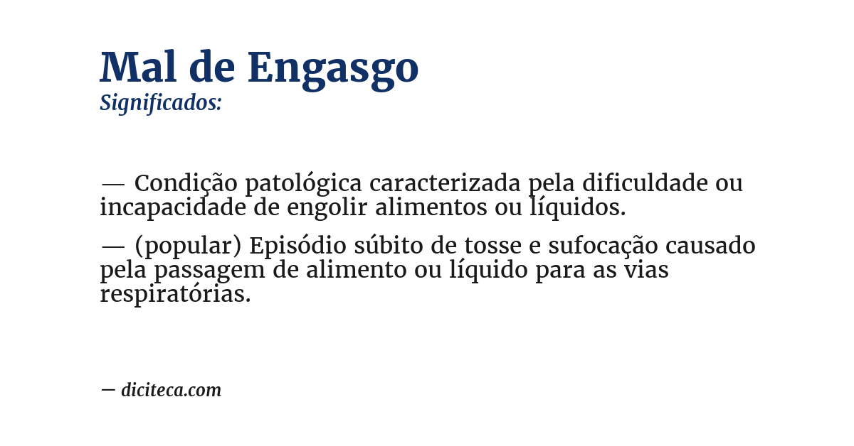 Significado de mal de engasgo