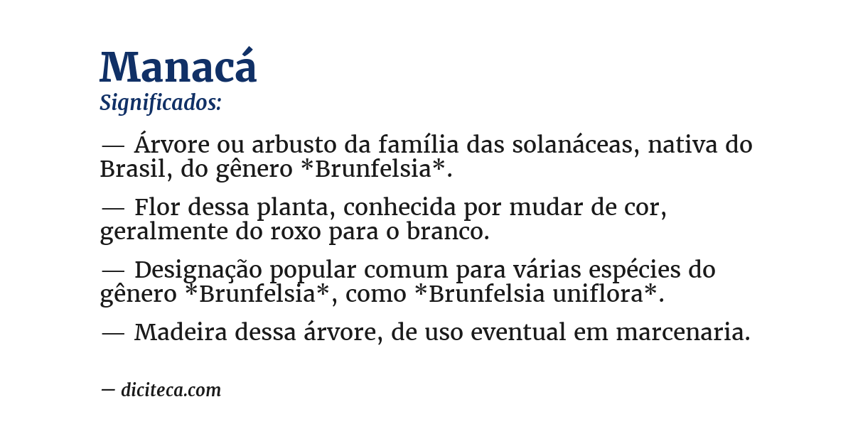 Significado de manacá