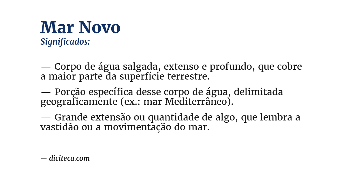 Significado de mar novo