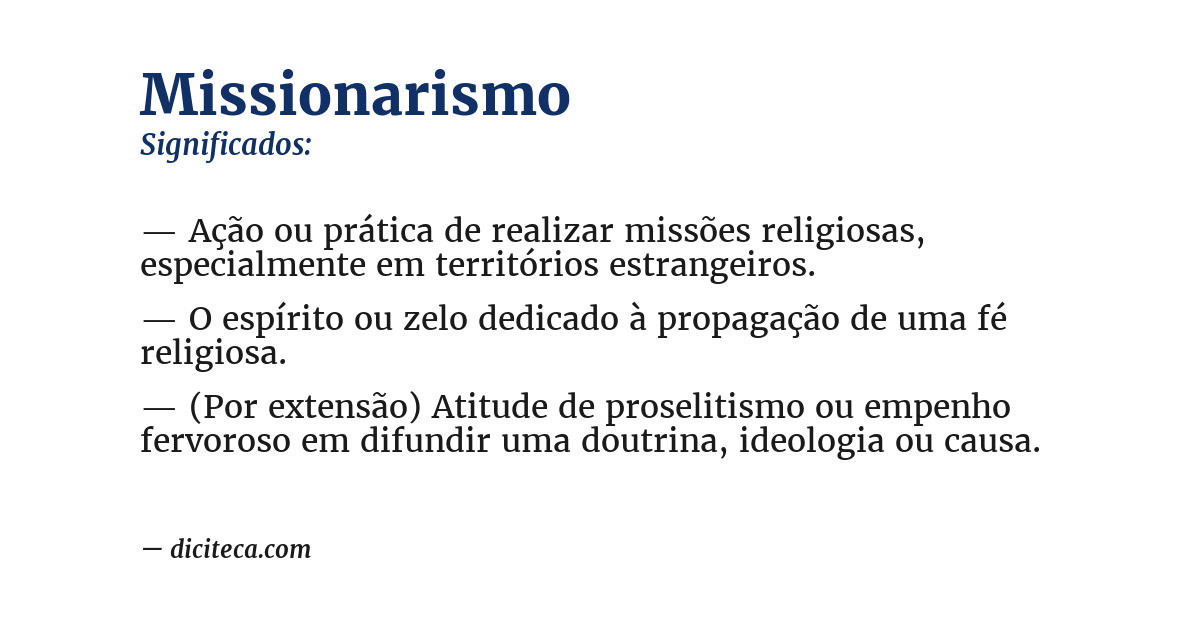 Significado de missionarismo