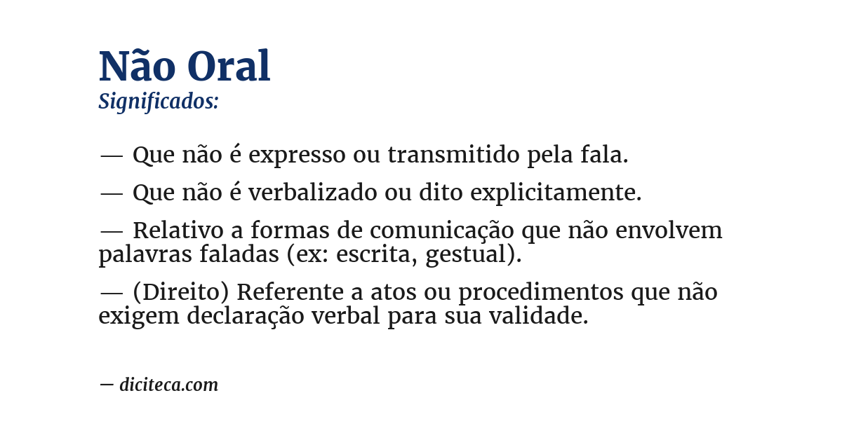 Significado de não oral