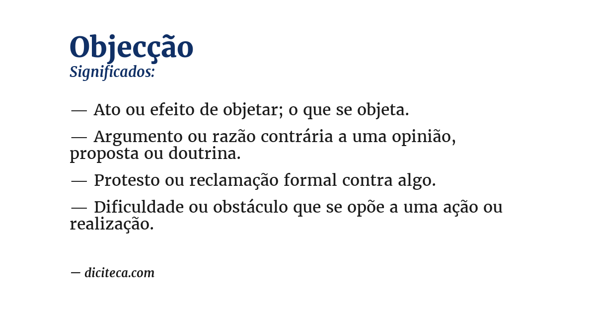 Significado de objecção