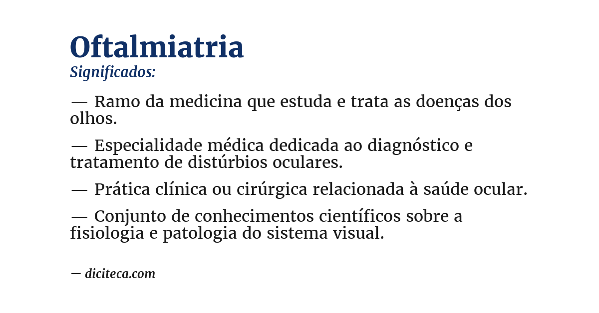 Significado de oftalmiatria