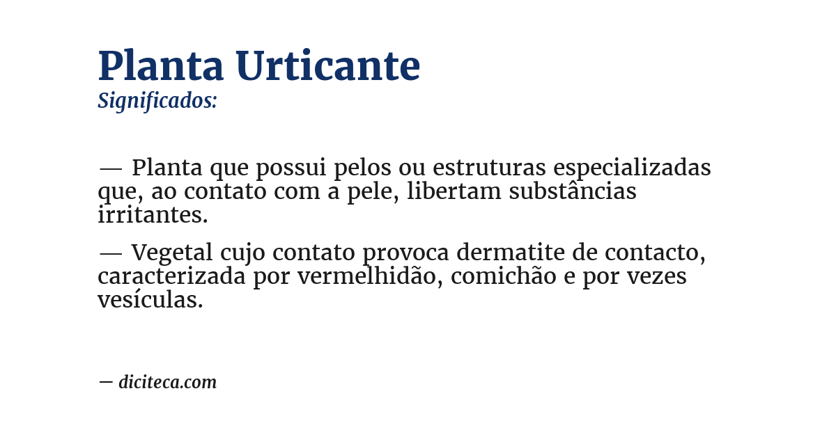 Significado de planta urticante
