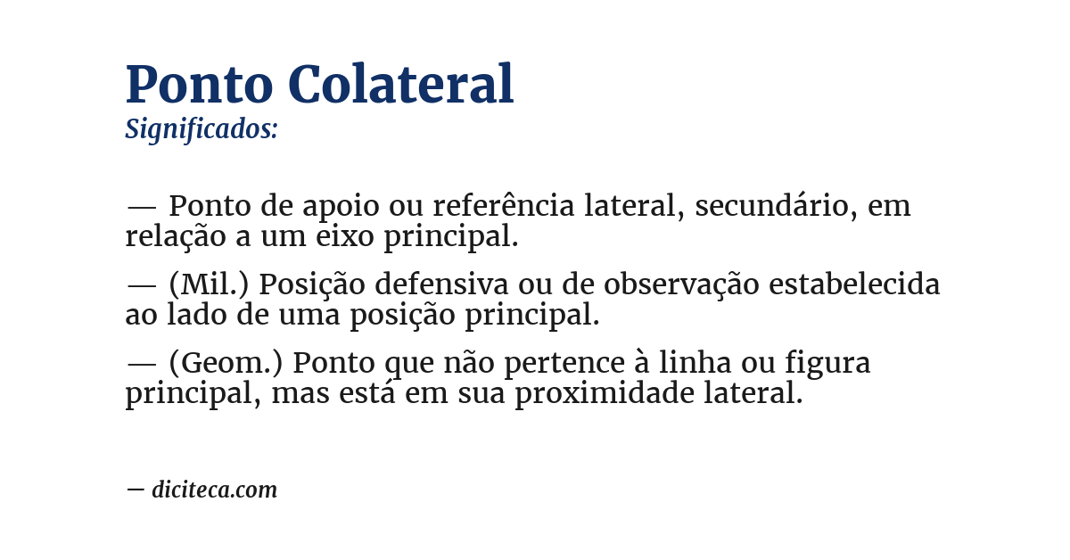 Significado de ponto colateral