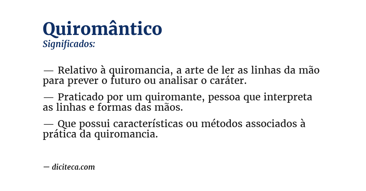 Significado de quiromântico