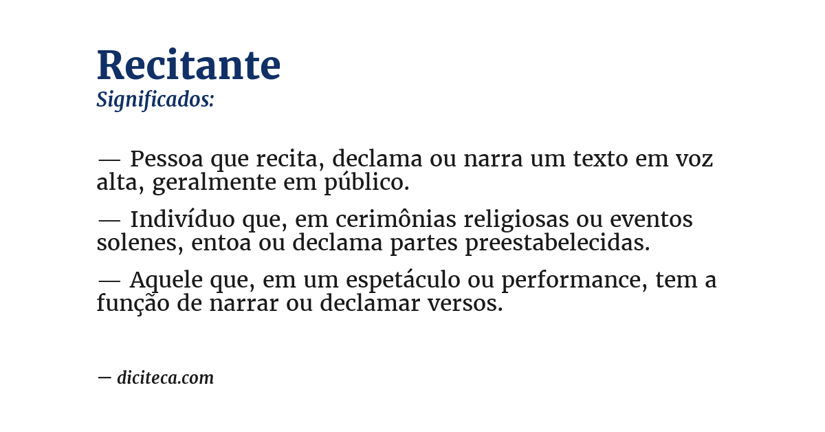 Significado de recitante