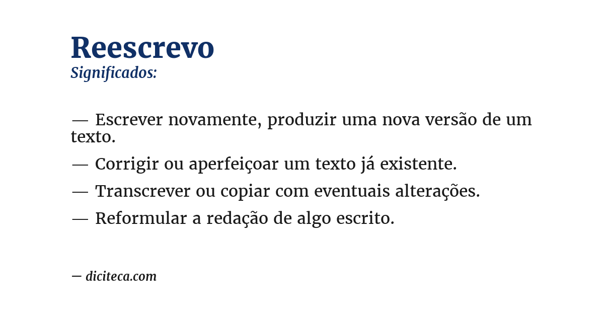 Significado de reescrevo