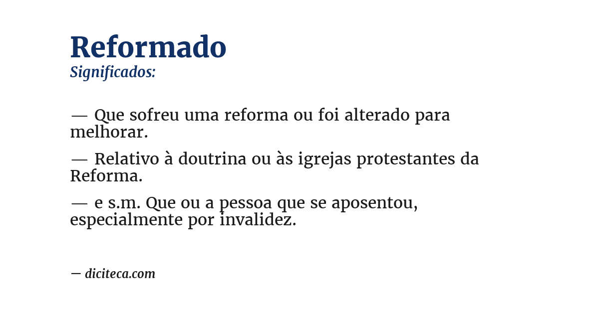 Significado de reformado