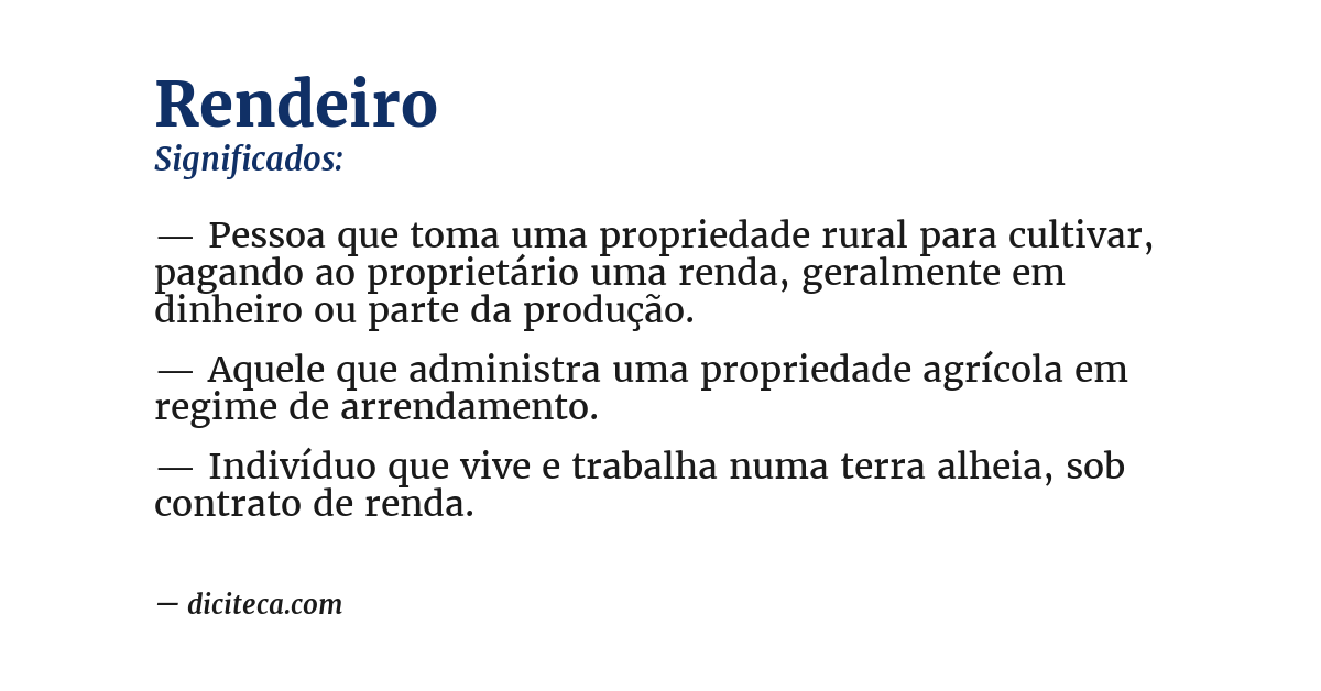 Significado de rendeiro