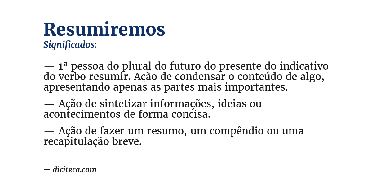 Significado de resumiremos