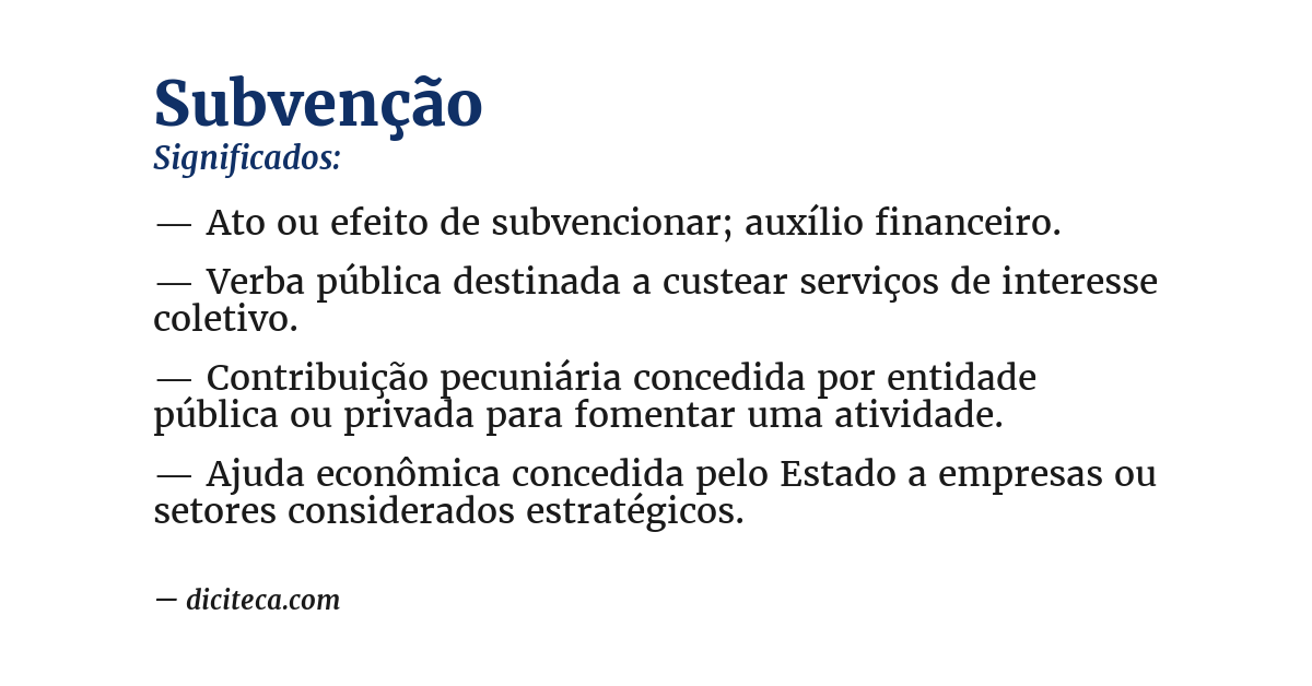Significado de subvenção