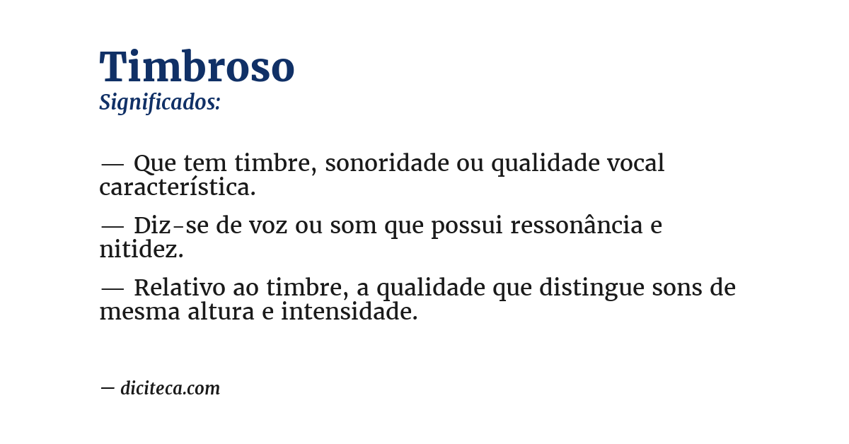 Significado de timbroso