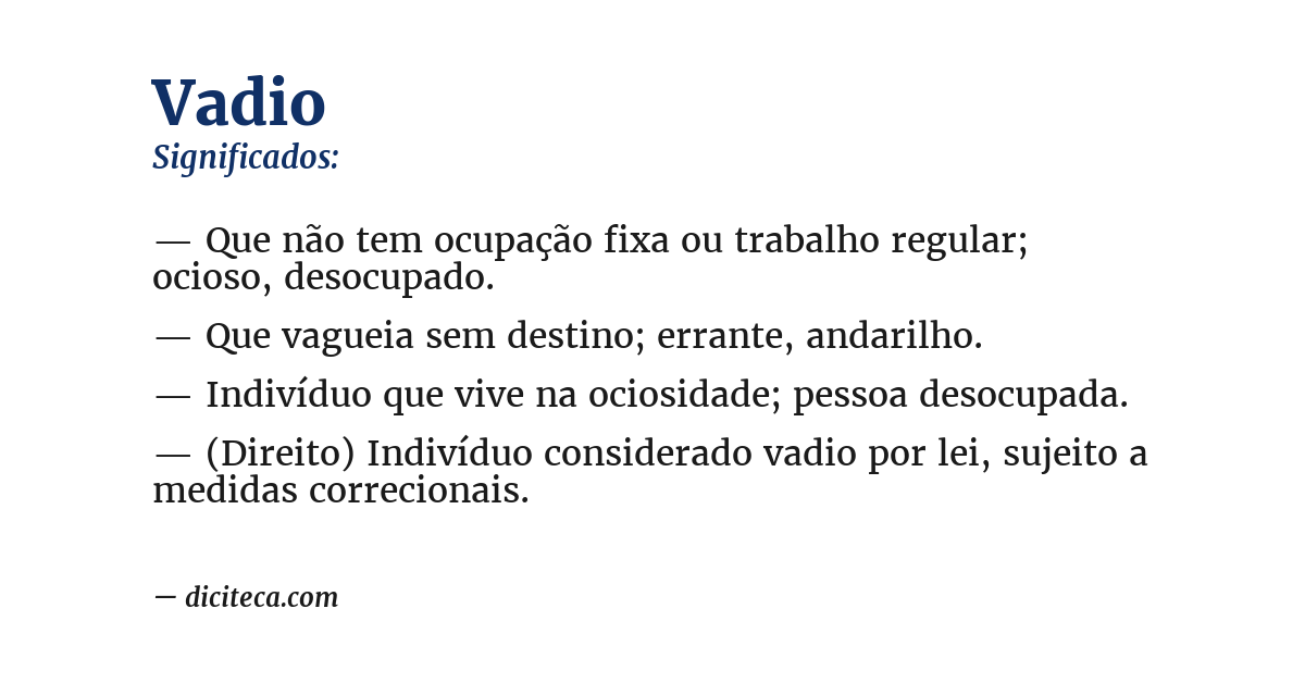 Significado de vadio