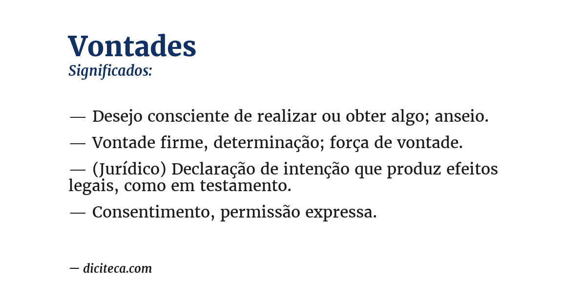 Significado de vontades