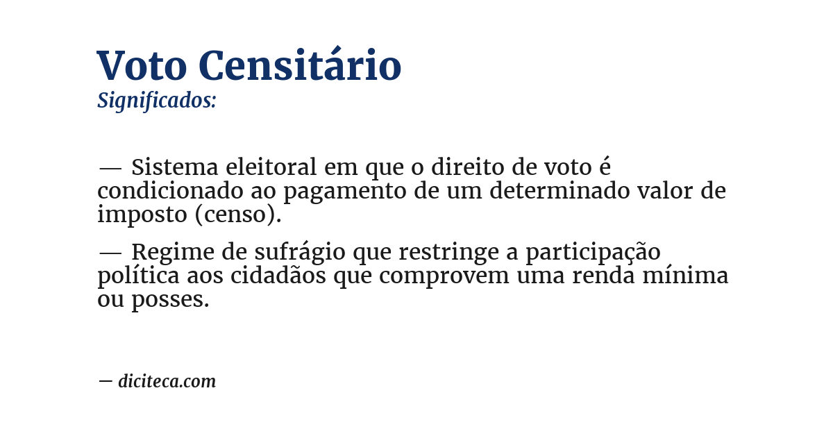 Significado de voto censitário