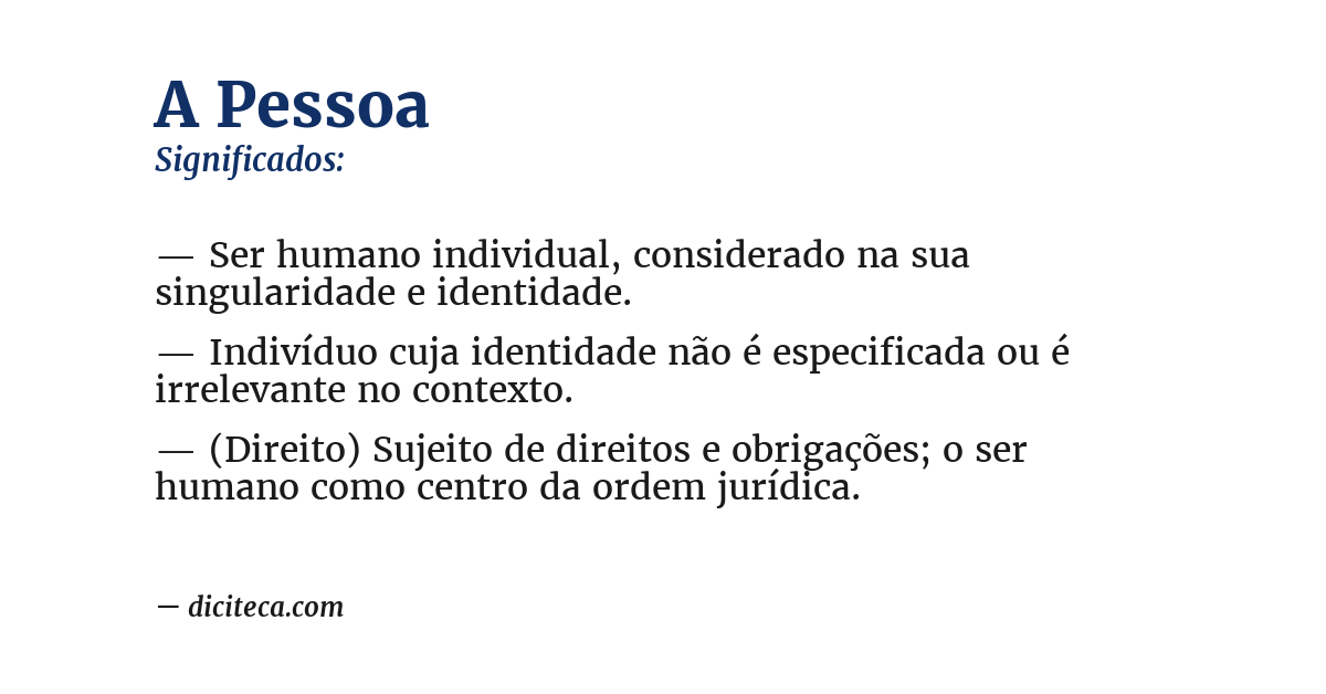 Significado de a pessoa