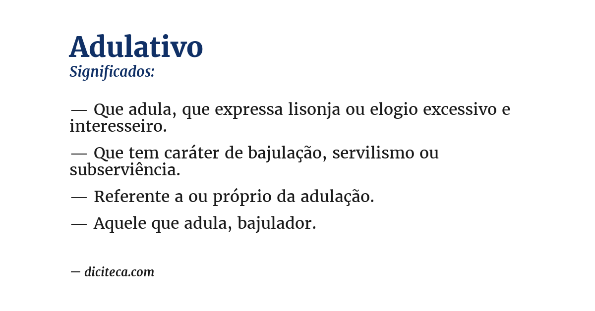 Significado de adulativo