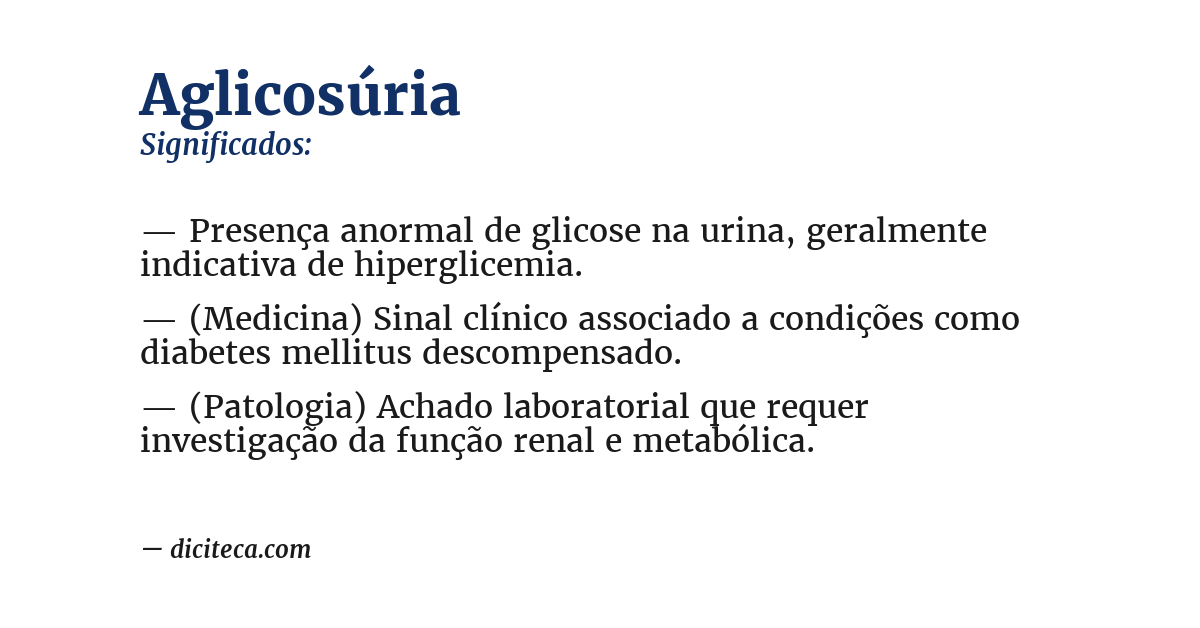 Significado de aglicosúria