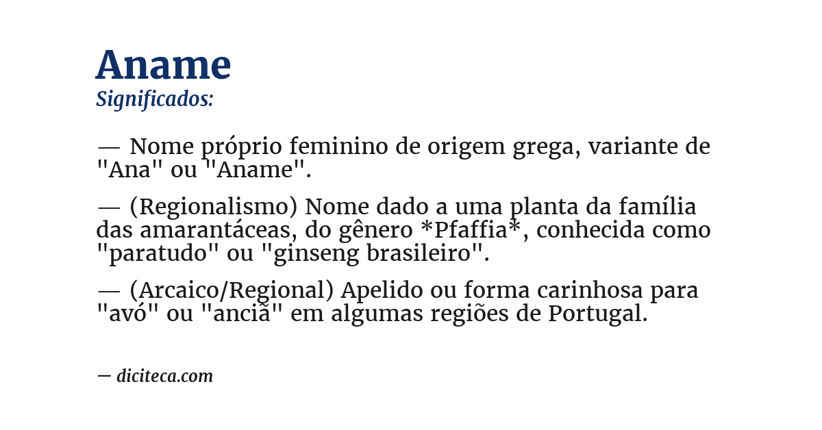 Significado de aname